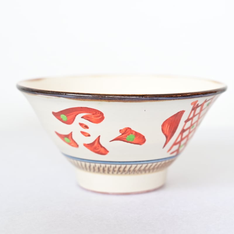 沖縄の器・やちむん・壺屋焼】 國場陶芸 赤絵 6寸 マカイ B