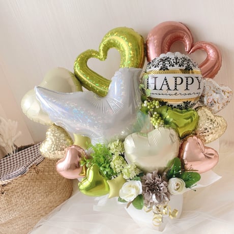 natural green white bird arrangement♡結婚式★開店祝い★様々なお祝い・記念日に♪