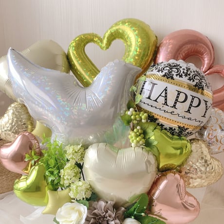 natural green white bird arrangement♡結婚式★開店祝い★様々なお祝い・記念日に♪