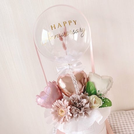 Bubble balloon𓂃ふわふわラグラス＆フェザー BOXギフトアレンジ♡