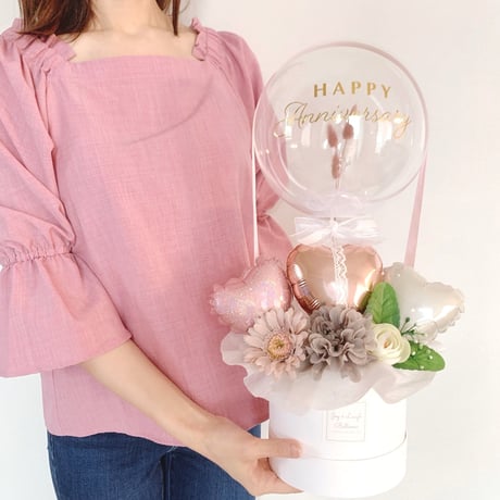 Bubble balloon𓂃ふわふわラグラス＆フェザー BOXギフトアレンジ♡