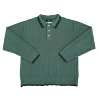 Tuck Stitch Knitting Polo Shirt (HOLLY GREEN)