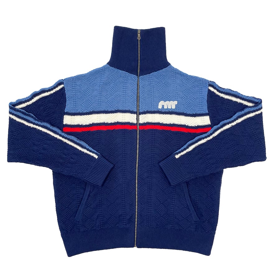 KNITTING TRACK JACKET (NAVY) | 1to3for -RICE 