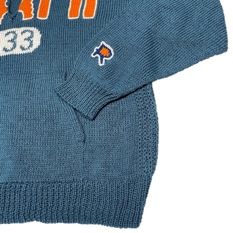 Hand Knitting Cut Off Hoodie (OCEAN BLUE) | 1to