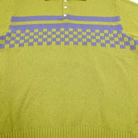 Chain Knit Polo Shirt (CHARTREUSE GREEN)