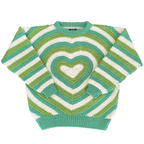 Heart Hand Knitted Sweater (GREEN)