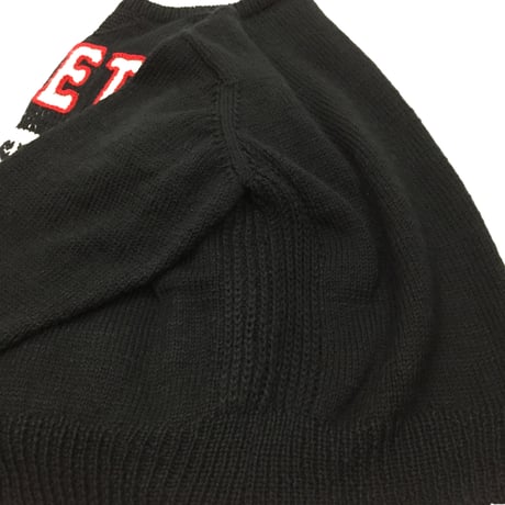 Hand Knit College Wool Sweater (BLACK)