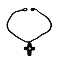 Hand Knit Cross Necklace (BLACK)