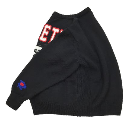 Hand Knit College Wool Sweater (BLACK)