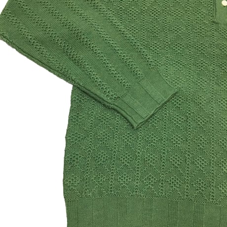 Pattern Stitch Polo Knit  (GREEN)