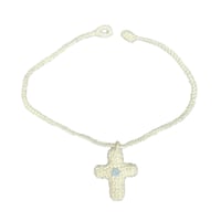 Hand Knit Cross Necklace (OFF WHITE)