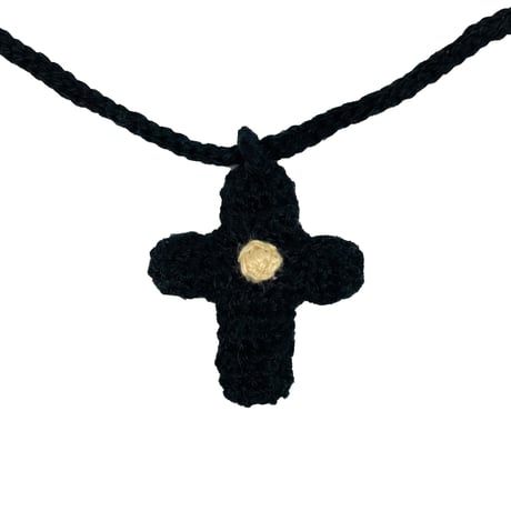 Hand Knit Cross Necklace (BLACK)