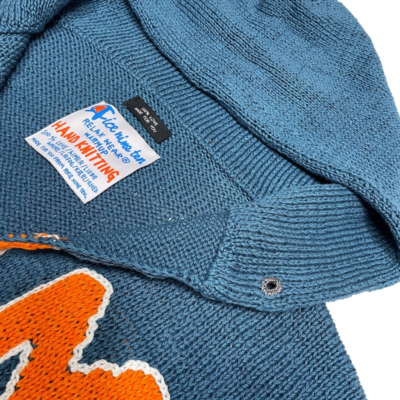 Hand Knitting Cut Off Hoodie (OCEAN BLUE) | 1to