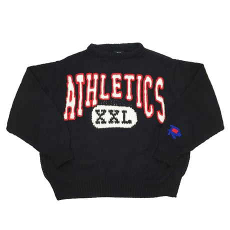 Hand Knit College Wool Sweater (BLACK)