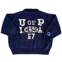 Hand Knit College Sweater (NAVY)