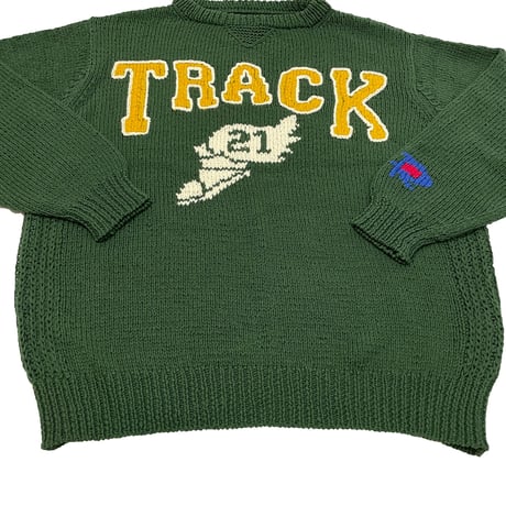 Hand Knit College Sweater (IVY GREEN)