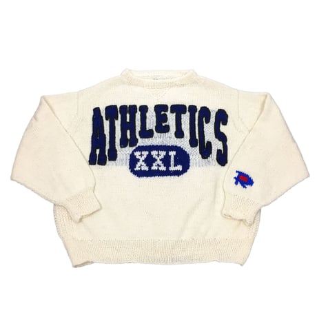 Hand Knit College Wool Sweater (OFF WHITE)