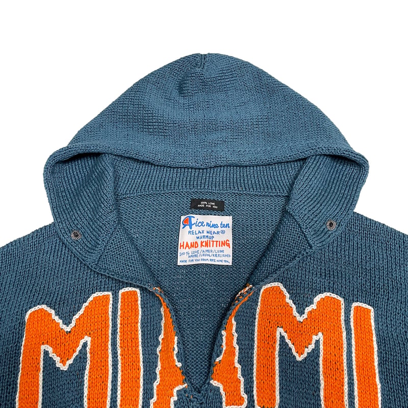Hand Knitting Cut Off Hoodie (OCEAN BLUE) | 1to