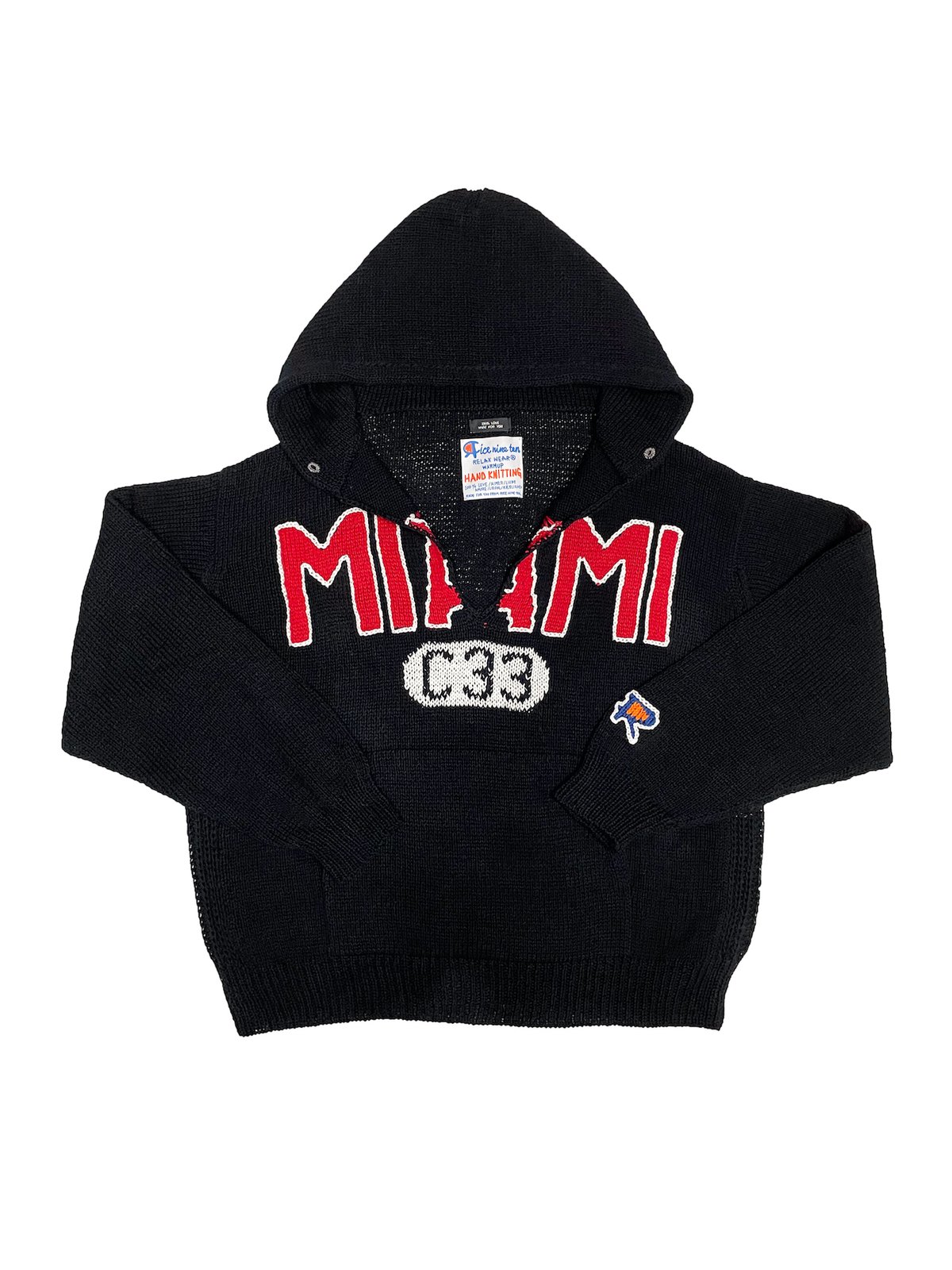 Hand Knitting Cut Off Hoodie OCEAN BLUE