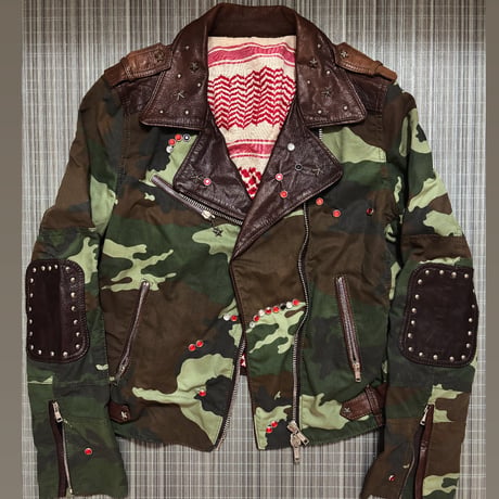 camo studs riders jacket