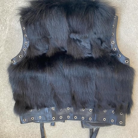 fur leather vest