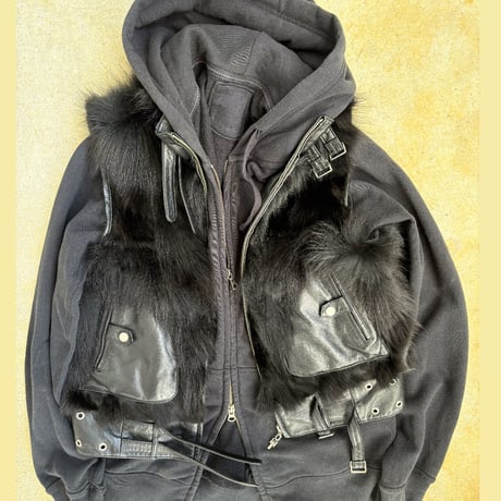 fur vest hoodie