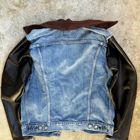 ®︎ leather denim camo jacket