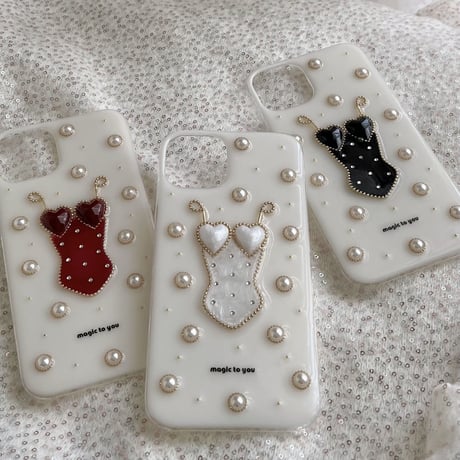 Heart swimwear iPhone case (BLACK)