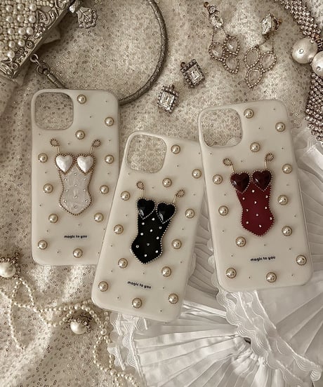 Heart swimwear iPhone case (RUBY PINK)