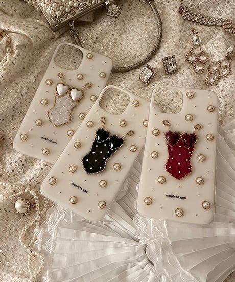 Heart swimwear iPhone case (PEARL WHITE)