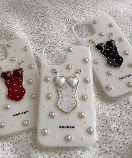 Heart swimwear iPhone case (RUBY PINK)