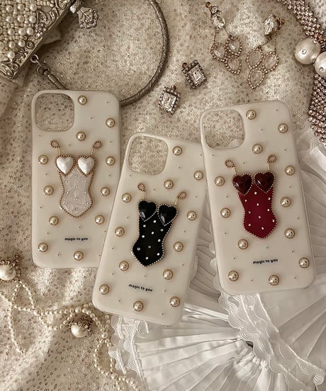 Heart swimwear iPhone case (BLACK)
