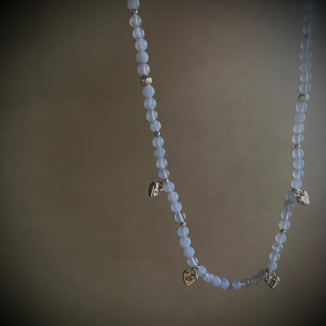 Necklace - Blue lace agate & CUORE OCCHIO - Silver