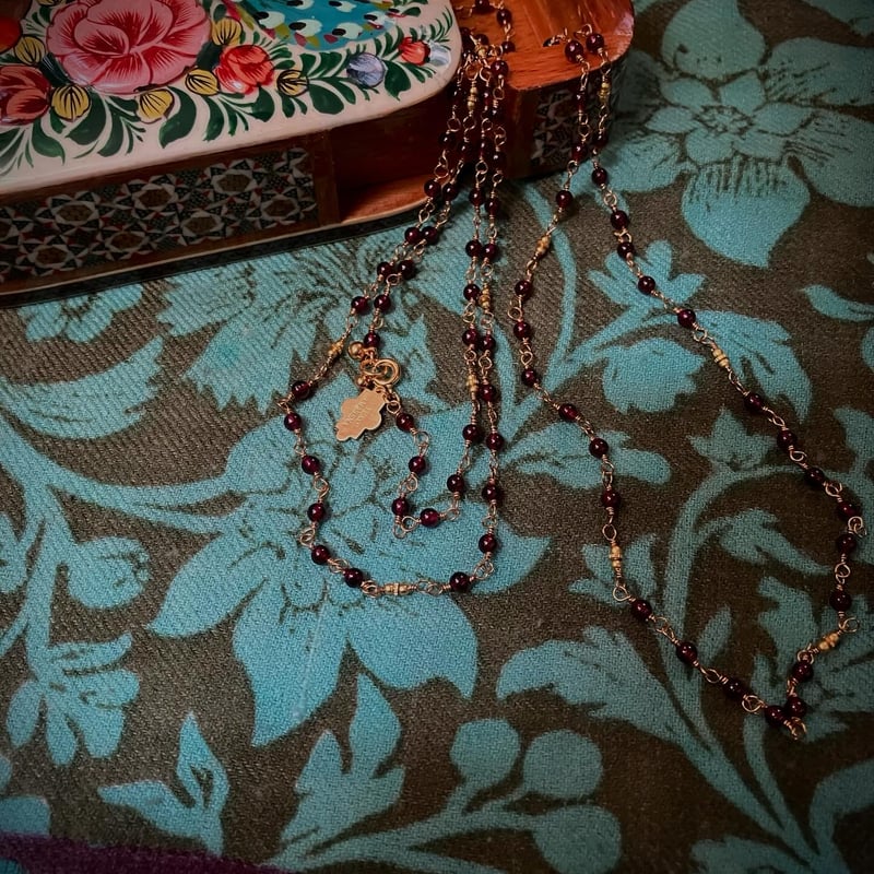 Shank chain necklace-Garnet 3.5㎜ | YUKO AMARENA