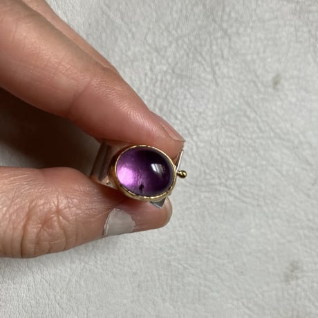 SLIT RING  stone : Amethyst14×10  : Silver