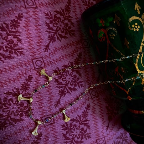Multicolor agate shank chain  necklace with ornament