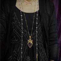 Lariat :Purple chalcedony & Amethyst
