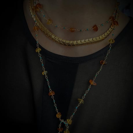 Lariat Baltic amber & Turquoise