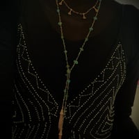 Shank chain lariat  - Apatite & multicolor agate