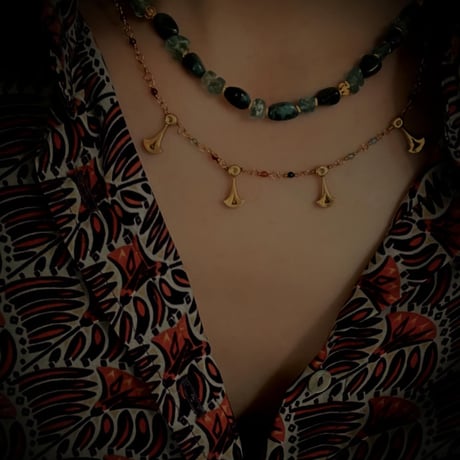 Multicolor agate shank chain  necklace with ornament