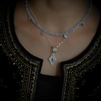Necklace - Blue lace agate & CUORE OCCHIO - Silver