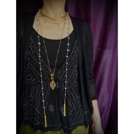 Lariat :Purple chalcedony & Amethyst