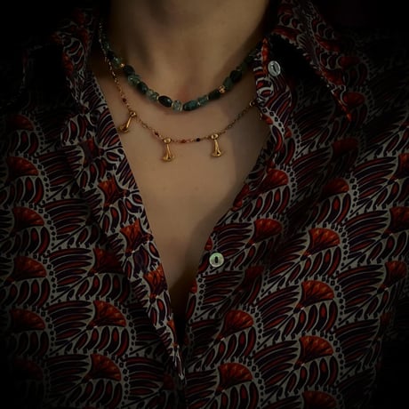 Multicolor agate shank chain  necklace with ornament