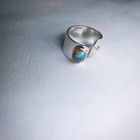 SLIT RING con Oyster copper turquoise (silver)