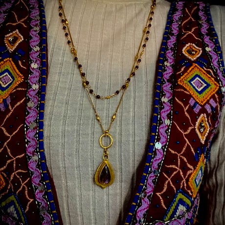 Shank chain necklace-Garnet 3.5㎜