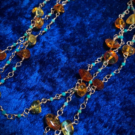 Lariat Baltic amber & Turquoise