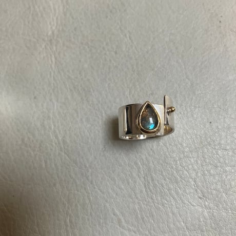 SLIT RING  -Labradorite a goccia -Silver