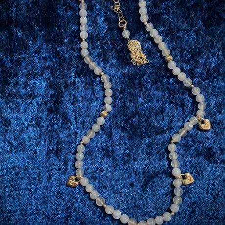 Necklace - Blue lace agate & CUORE OCCHIO - Silver