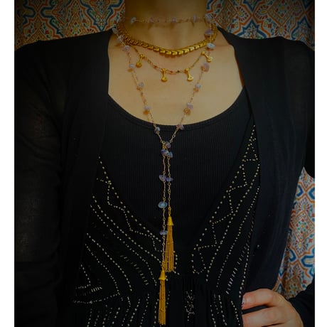 Lariat :Purple chalcedony & Amethyst