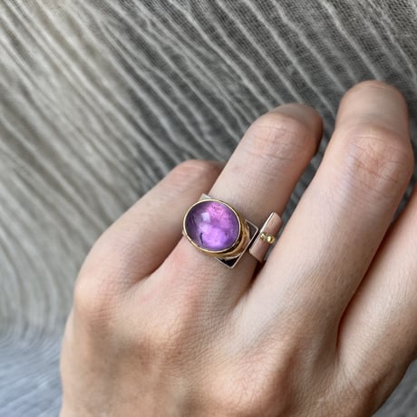 SLIT RING  stone : Amethyst14×10  : Silver